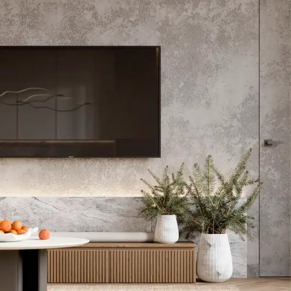 Микроцемент в гостинной зоне